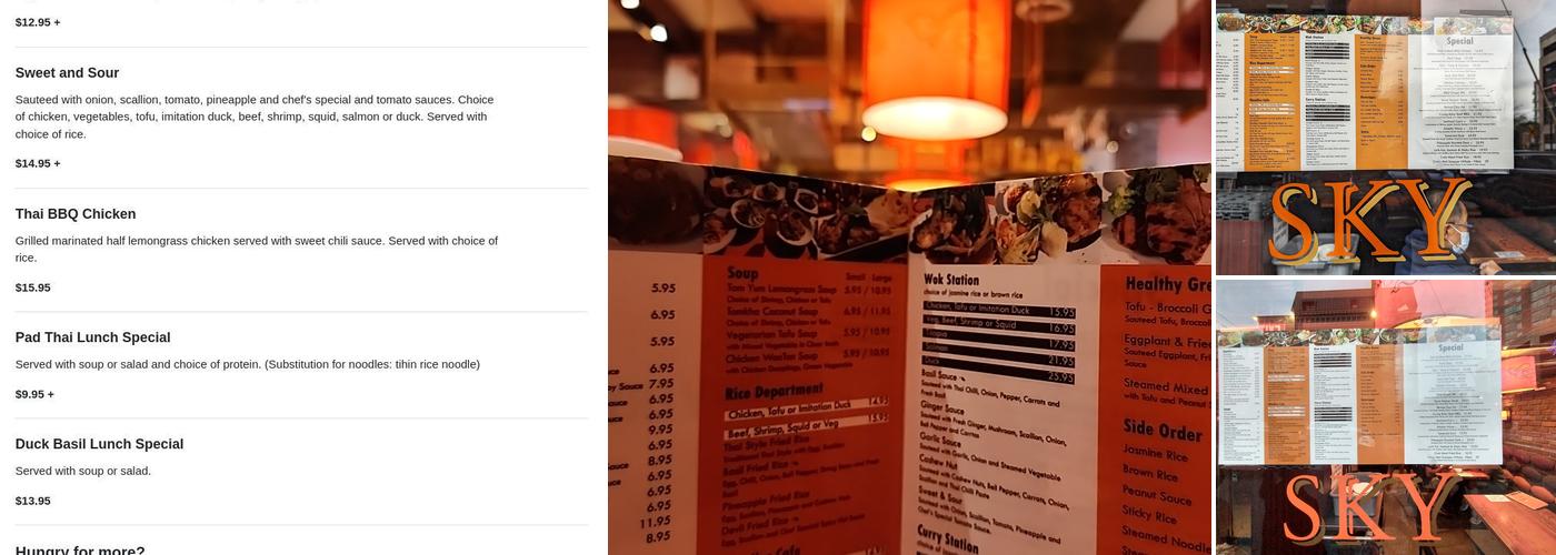 Sky Thai Menu
