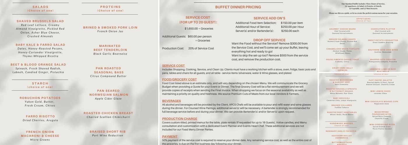 Atlanta Personal Chef Service Menu