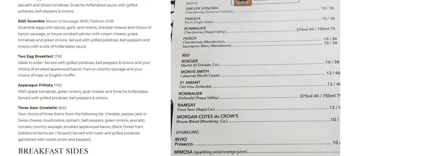 Pottery World Cafe Menu