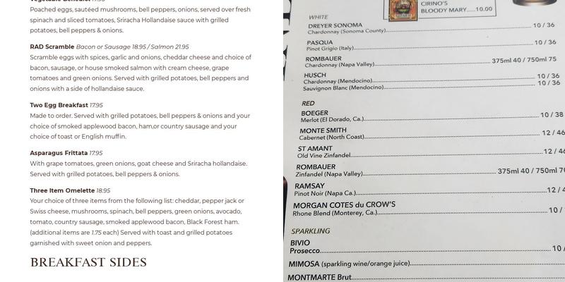 Pottery World Cafe Menu