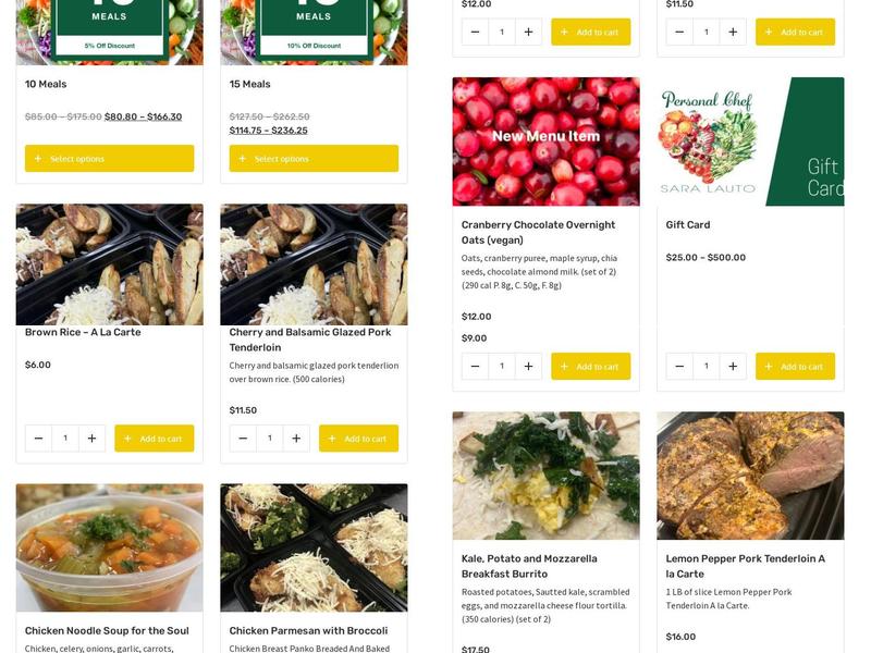 Meal Prep Chef Sara Menu