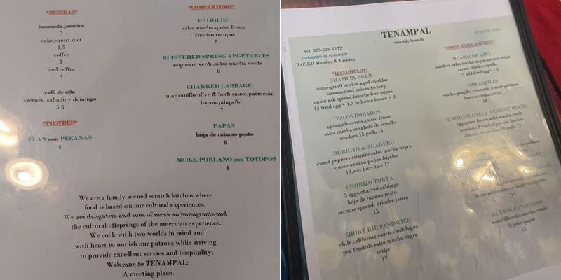 Tenampal Menu