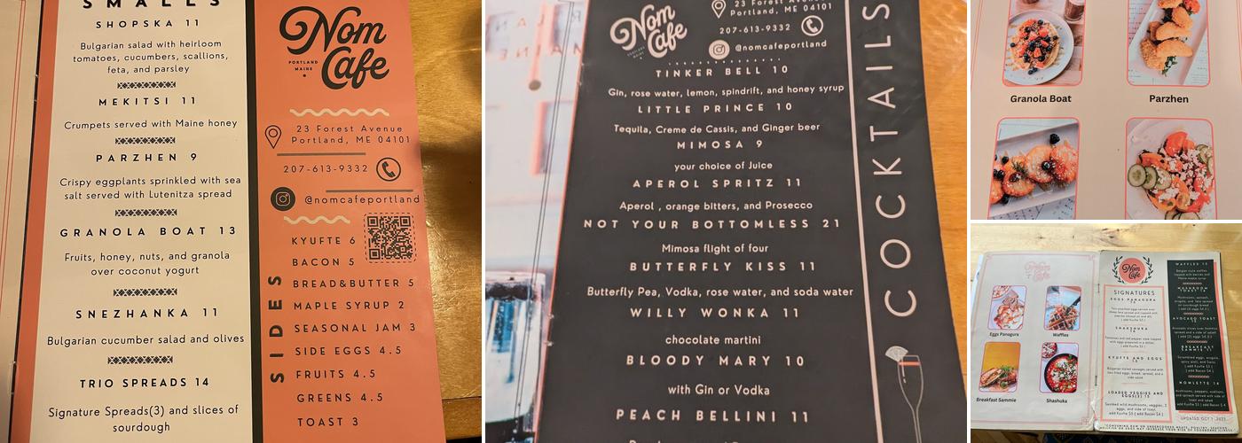 Nom Cafe Menu