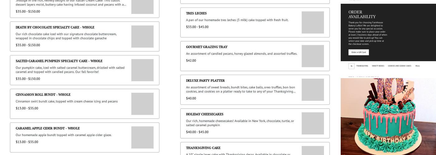 Farmhouse Bakery Menu