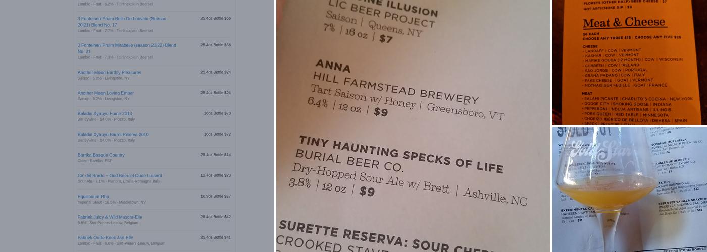 Gold Star Beer Counter Menu