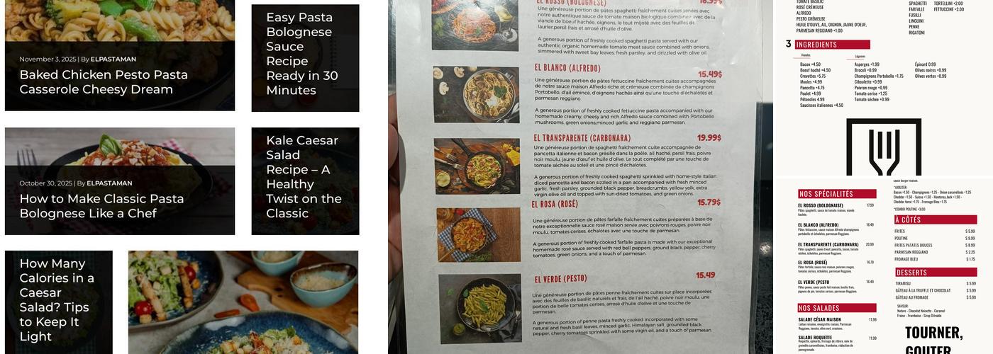 El Pastaman Menu