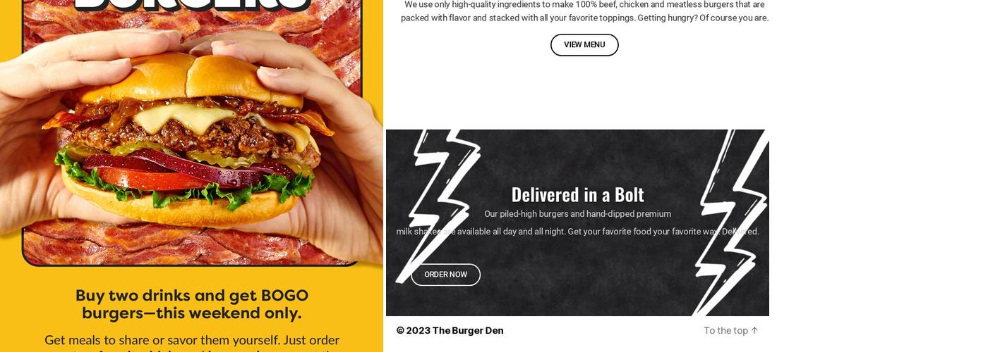 The Burger Den Menu
