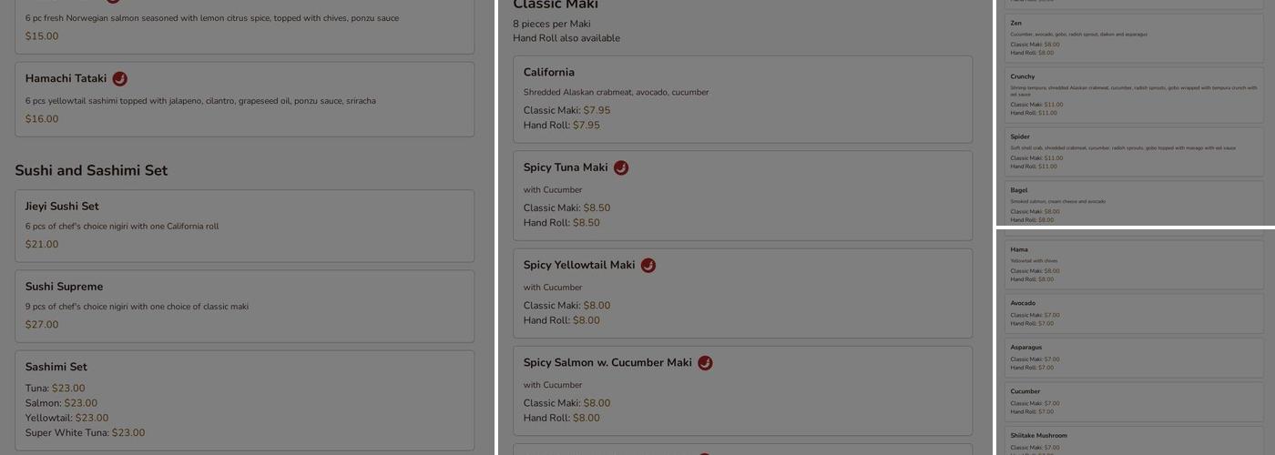 Jieyi Sushi Menu