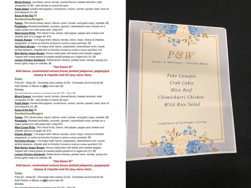 Yarbrough's Catering and Meal Delivery Menu
