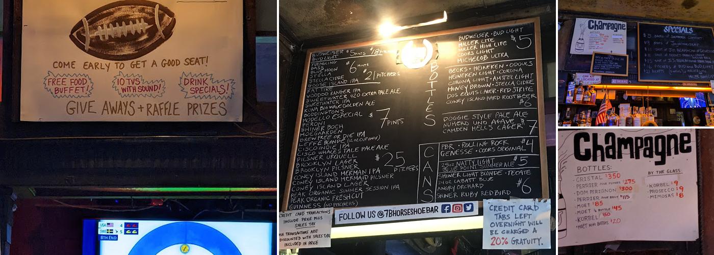 7B Horseshoe Bar aka Vazacs Menu