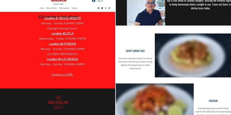 Mariscos Jalisco Menu