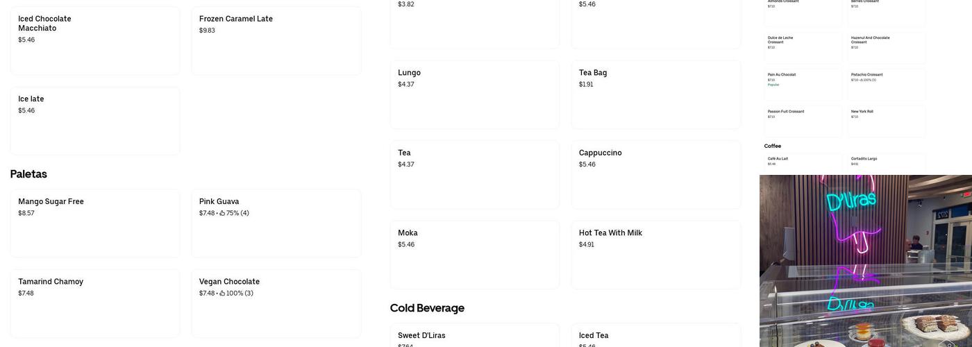 D’Liras Menu