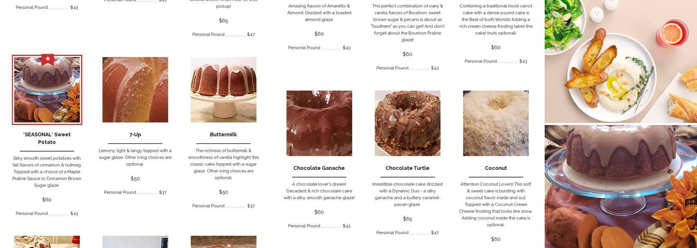 Pound Cake Pleasures Menu