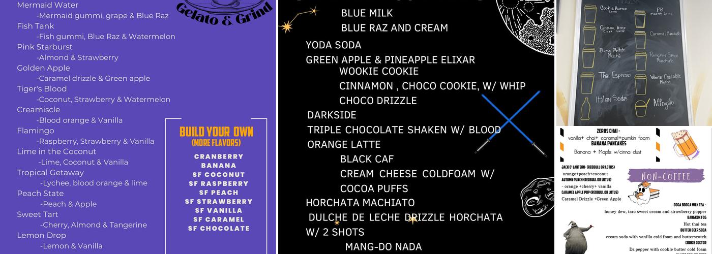 Gigi's Gelato and Grind Menu