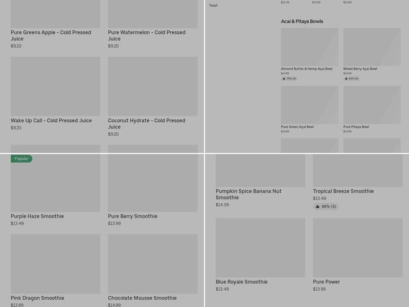 Pure Green - Juice Bar Greenpoint Menu