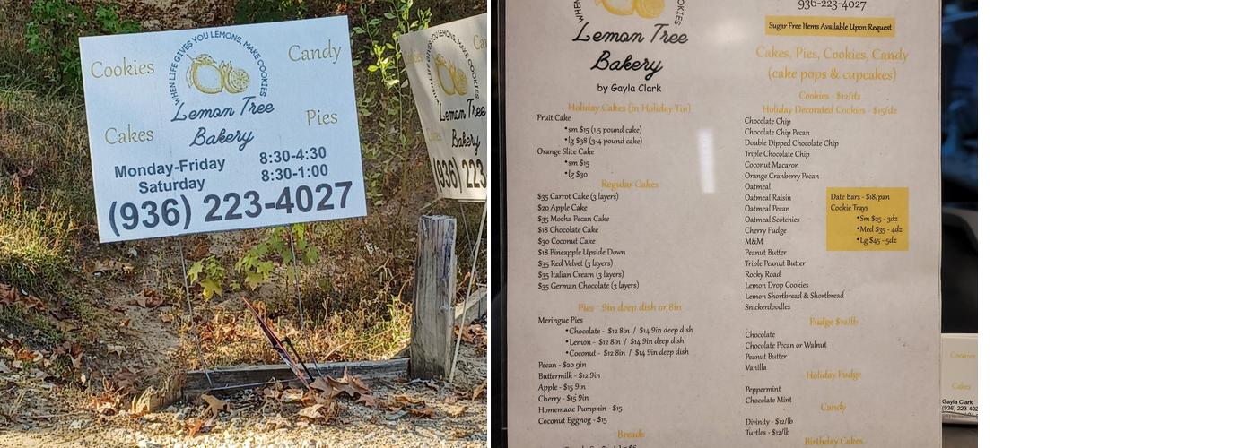 Lemon Tree Bakery Menu