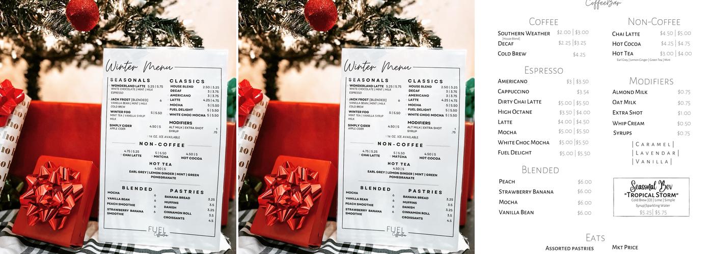 Fuel Coffee Bar-Fayetteville Menu