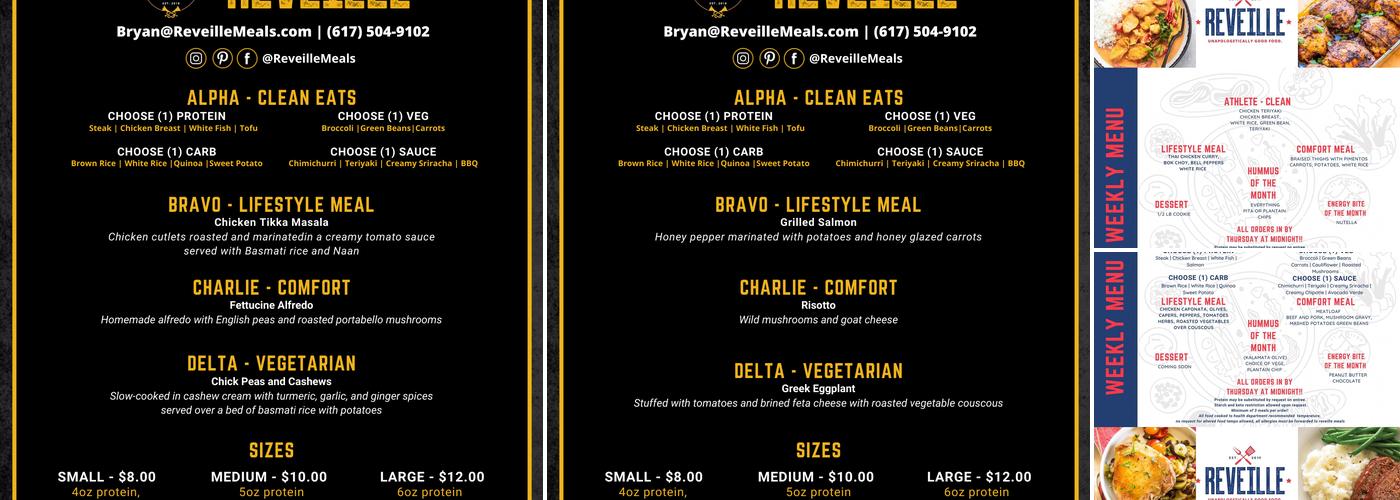 Reveille Meals Menu