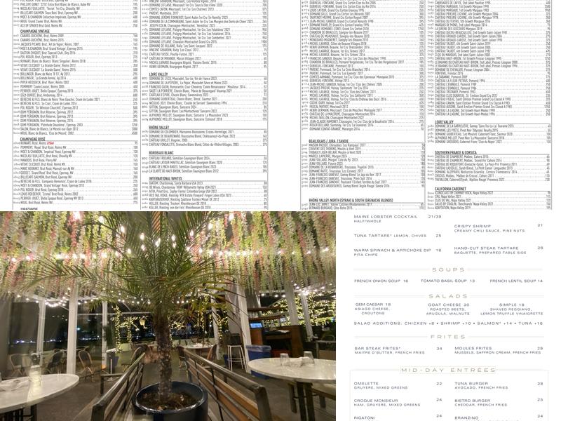Le Bar Menu