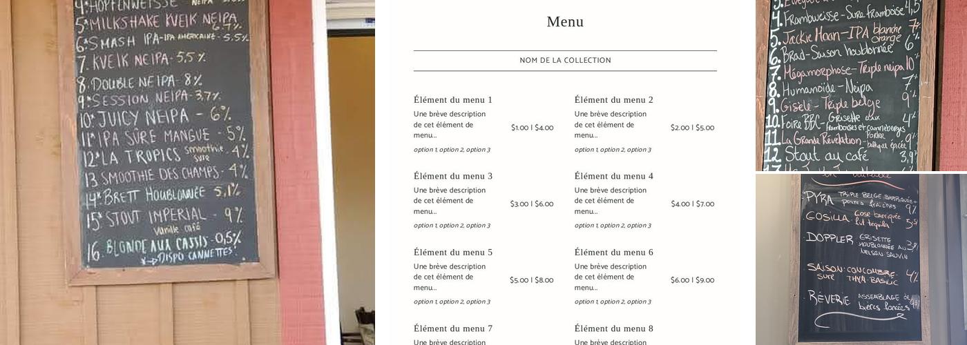 Jackalhop Microbrasserie Menu