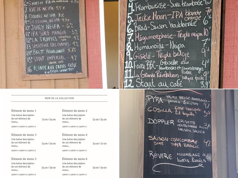 Jackalhop Microbrasserie Menu