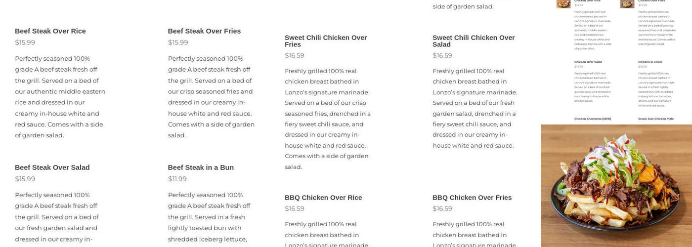 Lonzo's Kitchen Menu