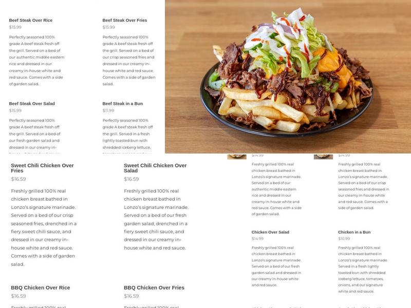 Lonzo's Kitchen Menu