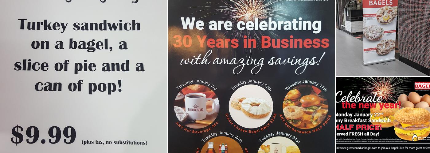 The Great Canadian Bagel Menu