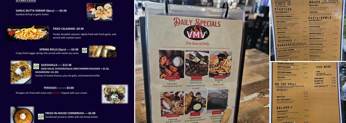 VMV's Bar & Grill Menu