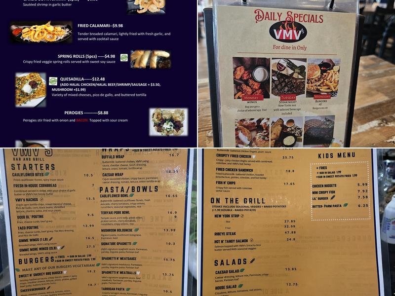 VMV's Bar & Grill Menu