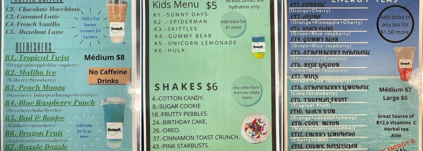 Unstoppable Nutrition Menu