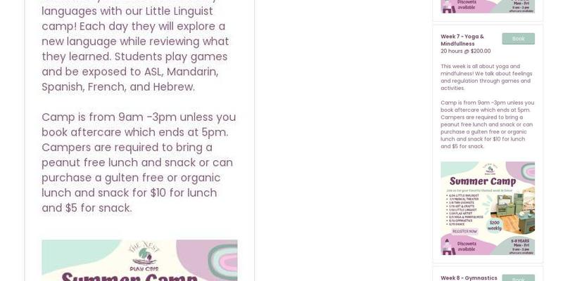 Natural Nest Play Cafe- Middletown Menu