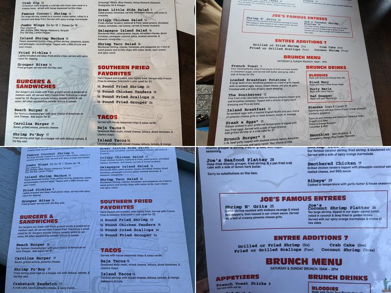 Coconut Joe's Menu