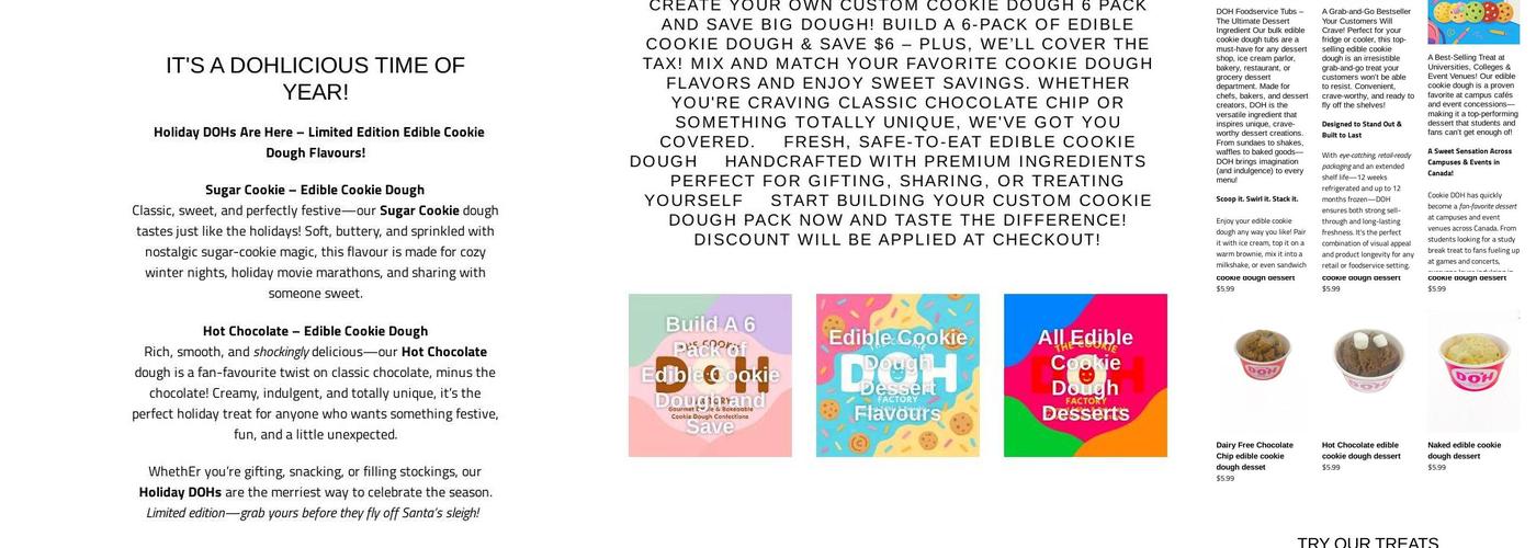 The Cookie DOH Factory Menu