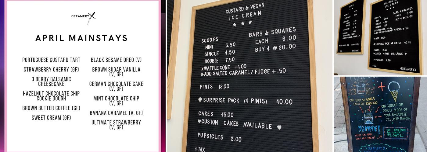 Creamery X Menu