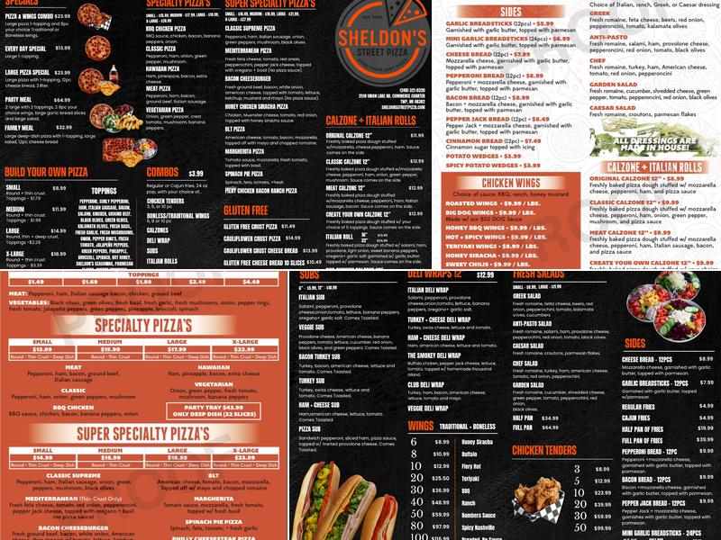 Sheldons Street Pizza Menu