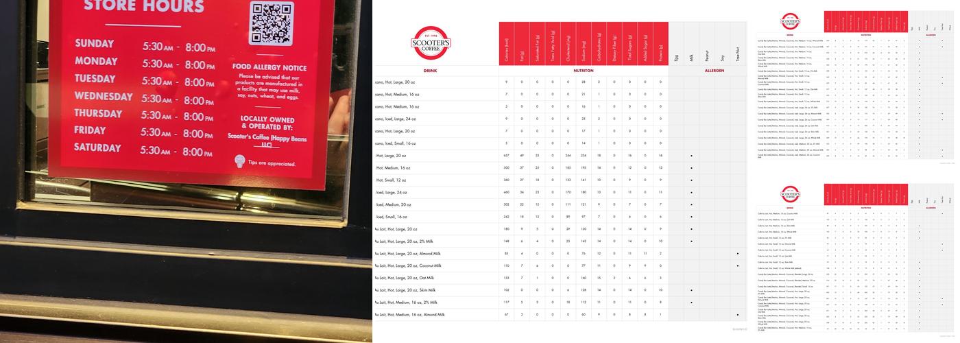 Scooter's Coffee Menu