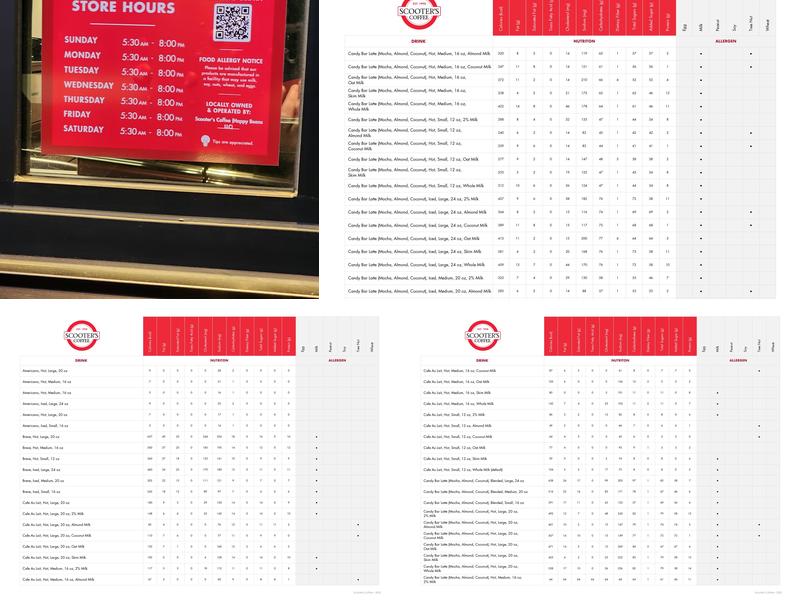 Scooter's Coffee Menu