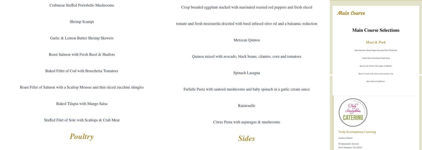 Truly Scrumptious Catering Menu