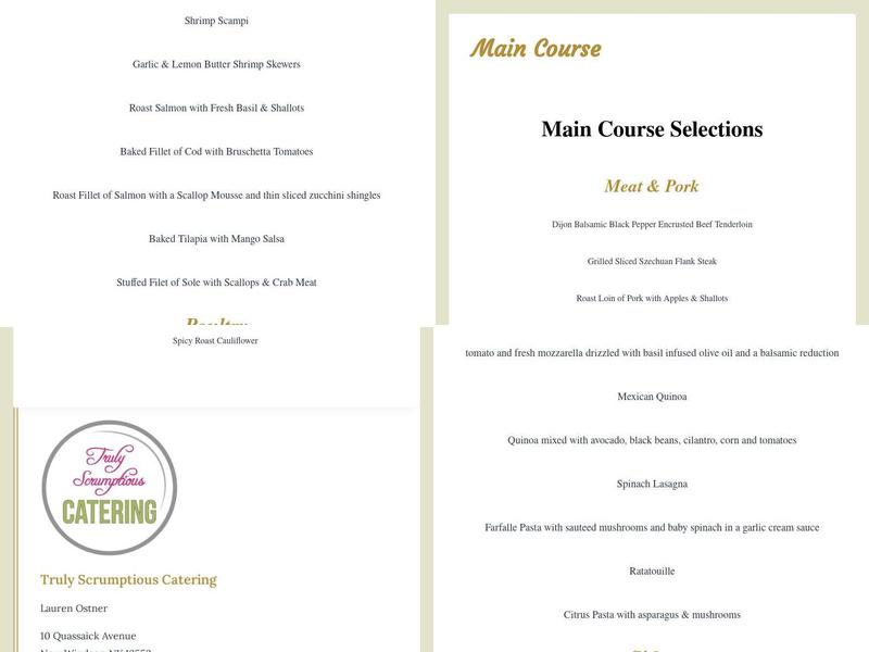 Truly Scrumptious Catering Menu