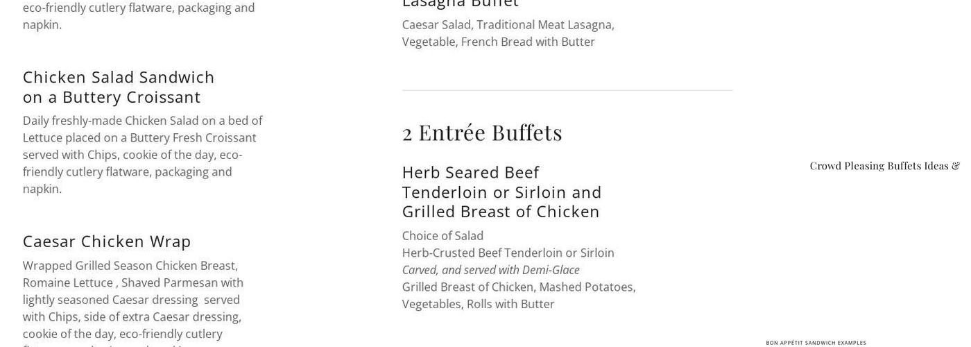 Bon Appétit Catering Menu