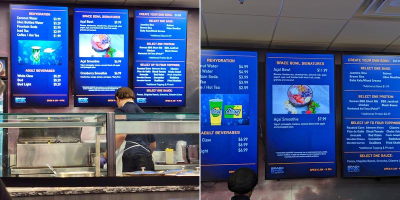 Space Bowl Bistro Menu