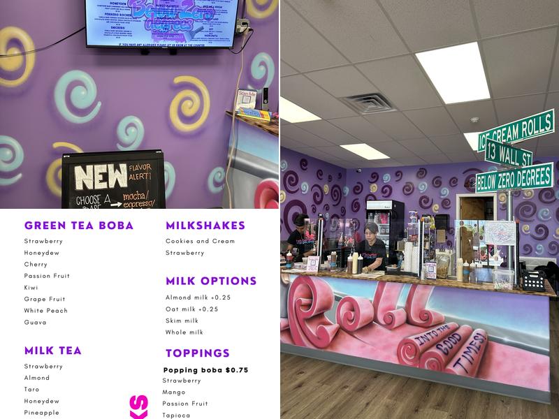 Below Zero Degrees Ice Cream Rolls Menu