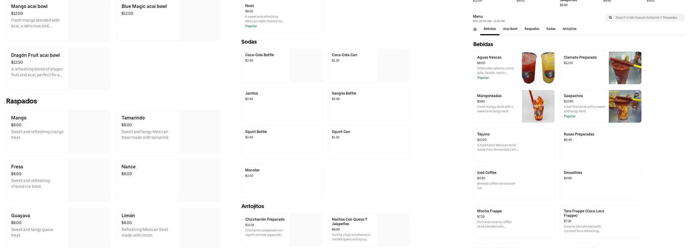 Michoacan antojitos y raspados Menu
