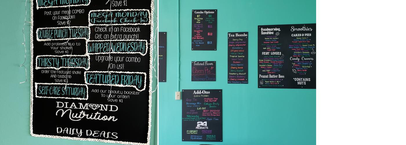 Diamond Nutrition Menu