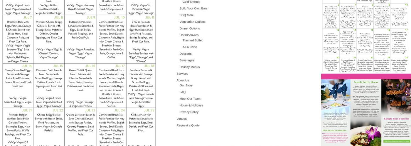 Elizabeth's Custom Catering Menu