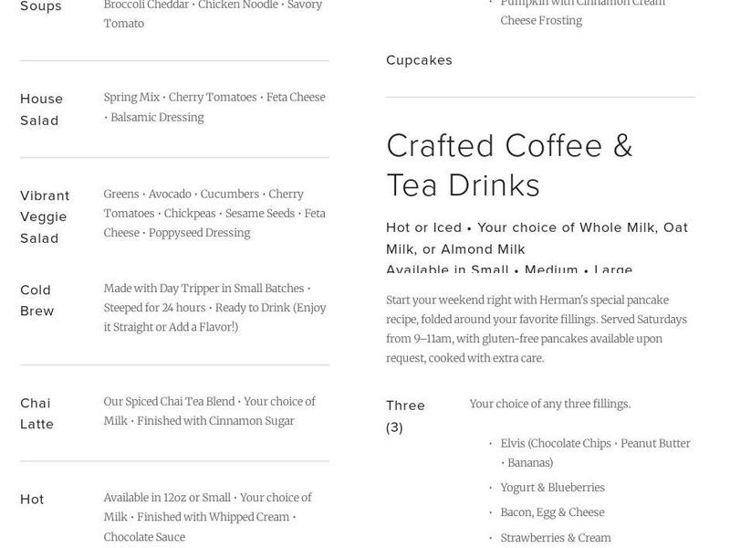 Groovy Bean Café Menu