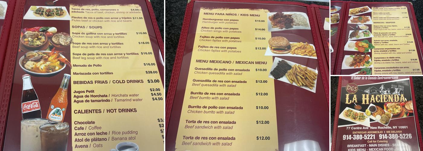 DGS LA HACIENDA Restaurant Menu