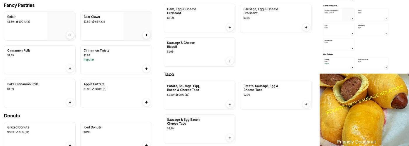 Friendly Doughnut Menu