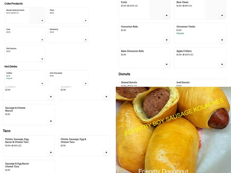 Friendly Doughnut Menu